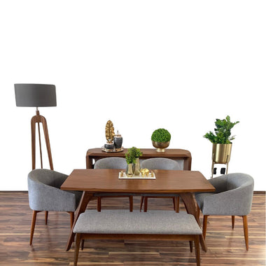 COMEDOR NÓRDICO CON SILLAS MILÁN Y BANCA